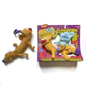 Vintage Nickelodeon CatDog Cat Dog Plush Stuffie & Keychain Toy Set 1999 1998